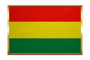 Flag of Bolivia , golden frame, fabric texture