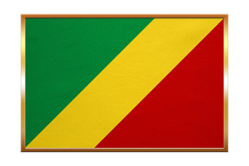 Flag of the Congo Republic, golden frame, textured