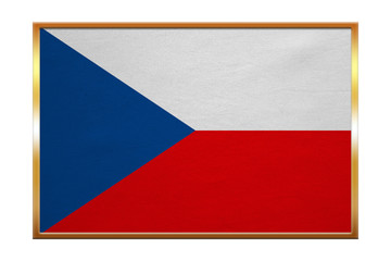 Flag of Czech Republic golden frame fabric texture