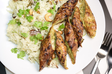 Chicken kabab with rice