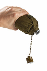 hiking flask in hand