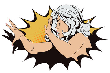 Girl screaming in horror.