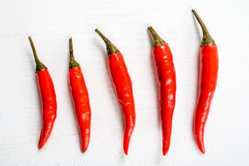Red Chili Peppers On White