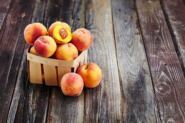 peach on wooden background