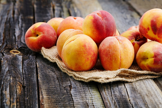 peach on wooden background