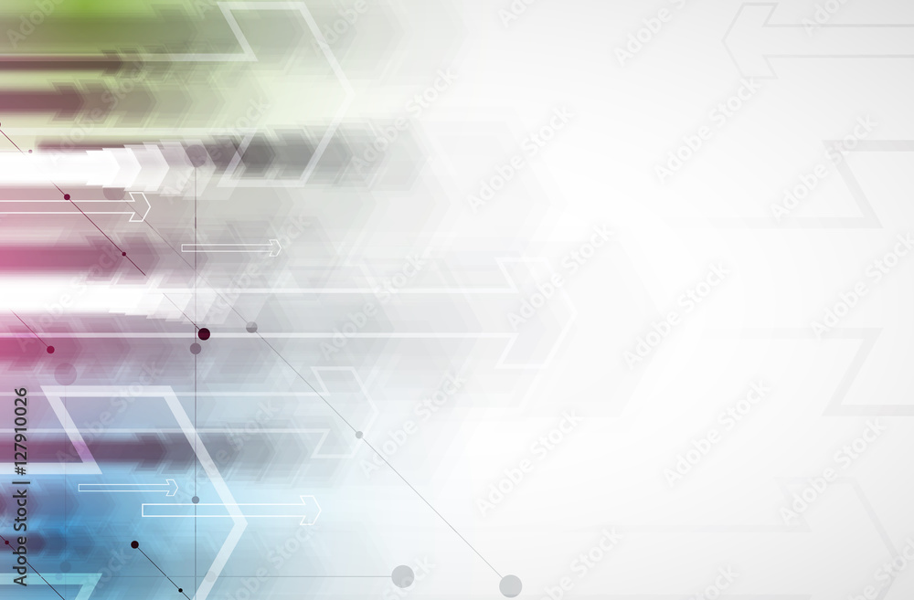 Poster flow of arrows. imagination of business or technology process. vector futuristic background with gre