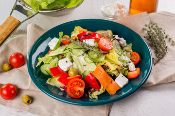 Greek salad in the decor