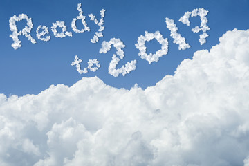 Naklejka premium beautiful Blue sky and white cloud. Sunny day.Cloudscape.close up the cloud.text ready to 2017.end of the 2016 year concept.get ready to better life in new year 2017 concept