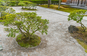 Japanese zen garden meditation stone .