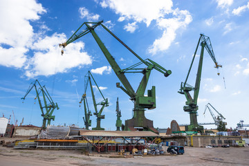 Fototapeta na wymiar Industrial view to Harbor in Gdansk, Poland