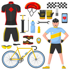 Cyclist with differennt cycle elements. 