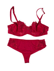 Set of red lingerie, isolate