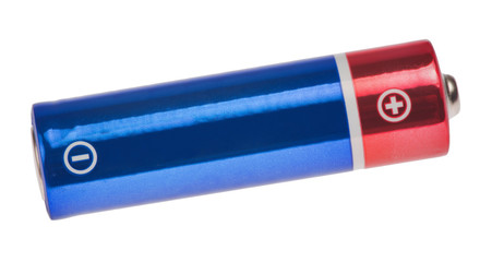 red and blue battery isolated on white