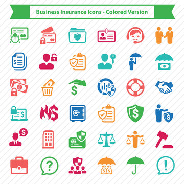 Business Insurance Icons - Colored Version