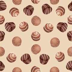 Chocolate candies. Seamless pattern. Design for textiles, napkins, tapestries, tablecloths, wrapping paper