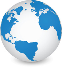 Fototapeta na wymiar World Map and Globe Detail, Vector Illustration EPS 10.