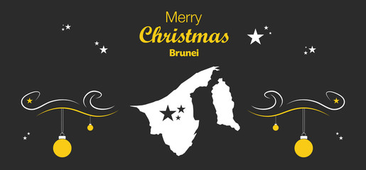 Merry Christmas illustration theme with map of Brunei