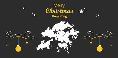 Fototapeta na wymiar Merry Christmas illustration theme with map of Hong Kong