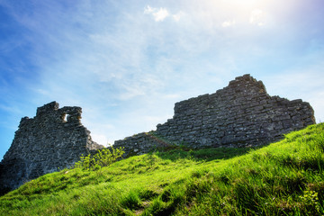 Fototapeta na wymiar Ruin of medieval stone wall Kremenets, Ukraine