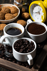 coffee - ground, grain and beverage, vertical closeup