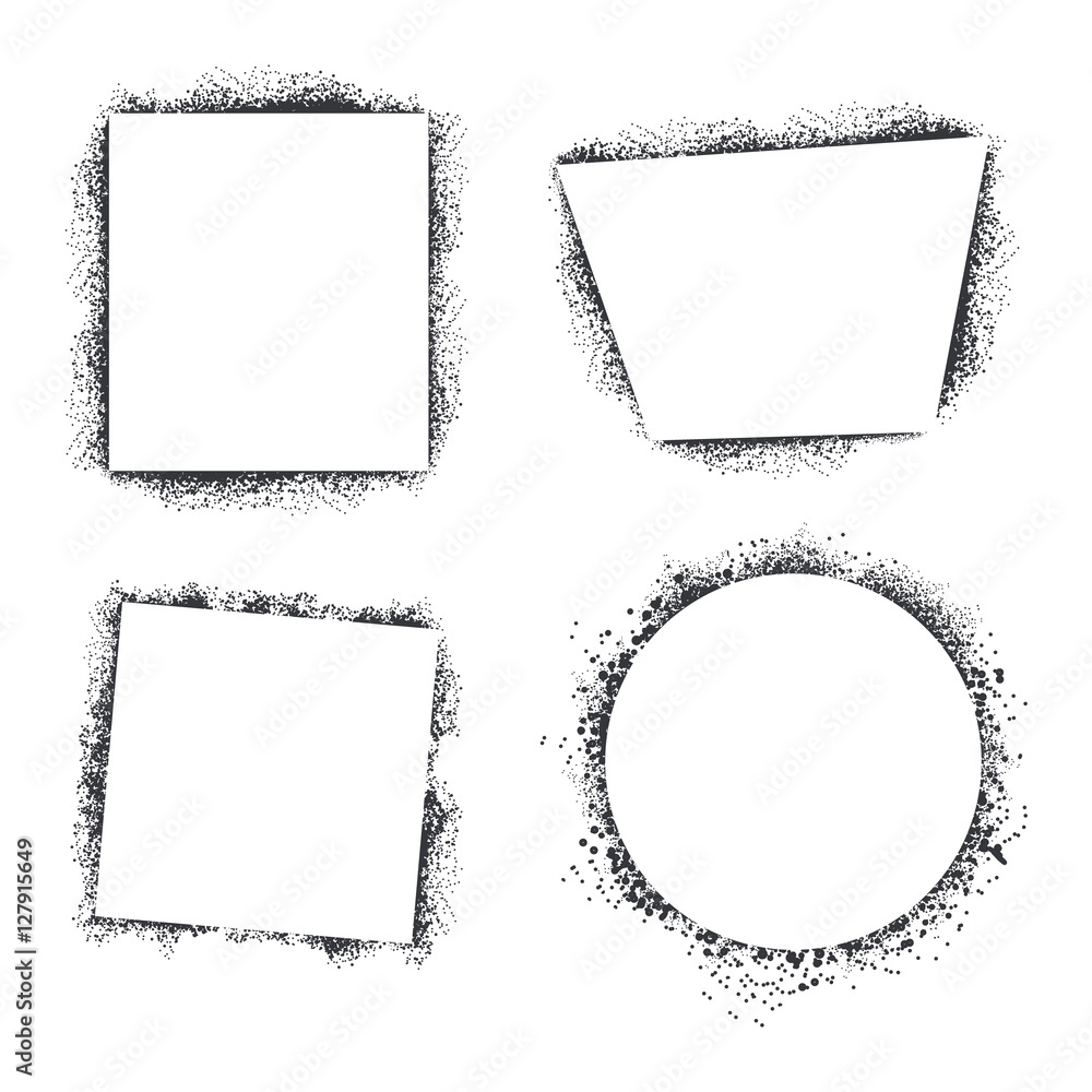 Poster spray texture frames set isolated on white background