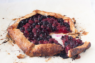 berry galette on a parchment paper