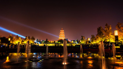 Xian at night,giant wild goose pagoda. © Sirirat Makprasert