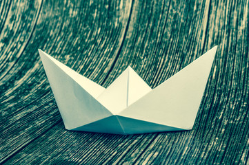 Origami white paper boat