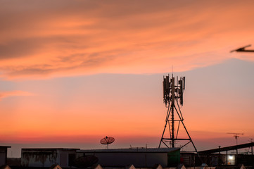 Silhouette telecommunications antenna for mobile phone.