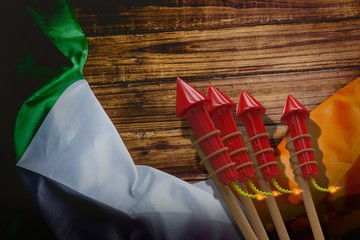 Composite image of rockets for fireworks