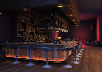 3D Rendering Lounge Bar - obrazy, fototapety, plakaty