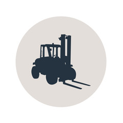 Icono plano silueta carretilla elevadora en circulo gris