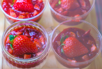Pudding with strawberry