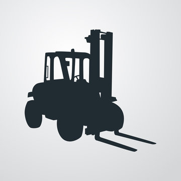 recommend clip art: Icono plano silueta carretilla elevadora en fondo degradado