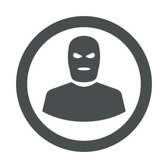 Icono plano silueta terrorista en circulo color gris