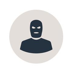 Icono plano silueta terrorista en circulo gris