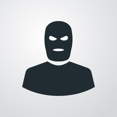 Icono plano silueta terrorista en fondo degradado