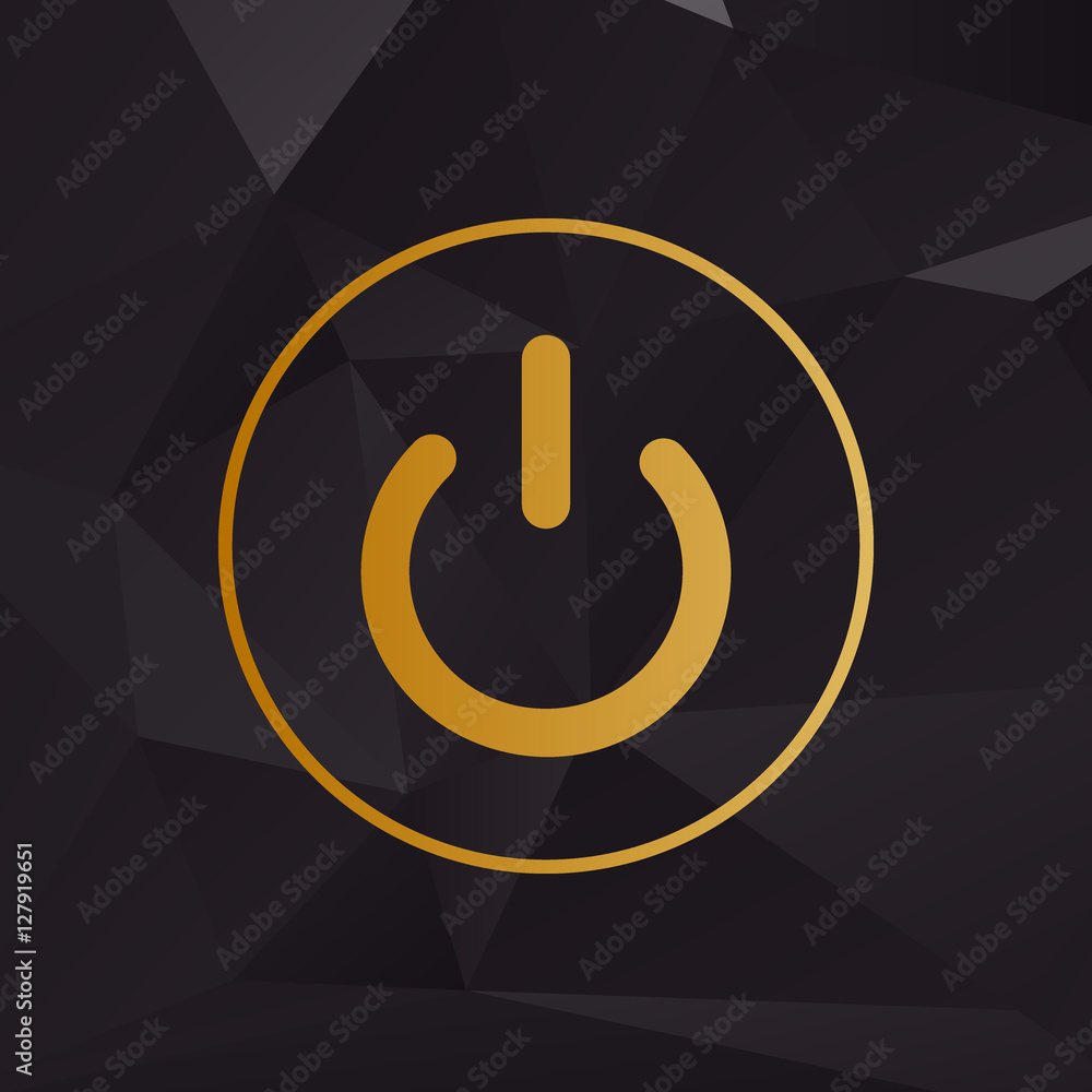 Poster on off switch sign. golden style on background with polygons.