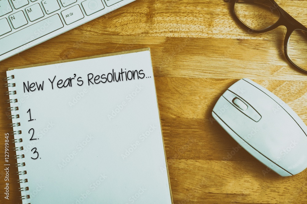 Poster composite image of new years resolution list
