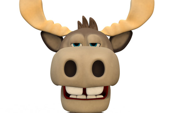 Cute Bored Moose Cartoon Animal 3d Illustration