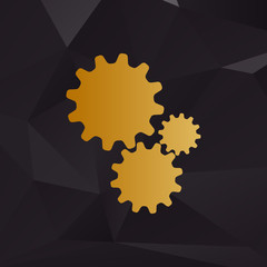 Settings sign illustration. Golden style on background with polygons.