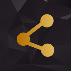 Share sign illustration. Golden style on background with polygons.
