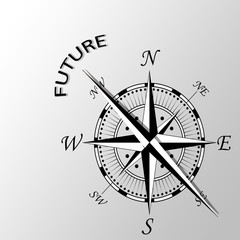 Illustration of future written aside compass