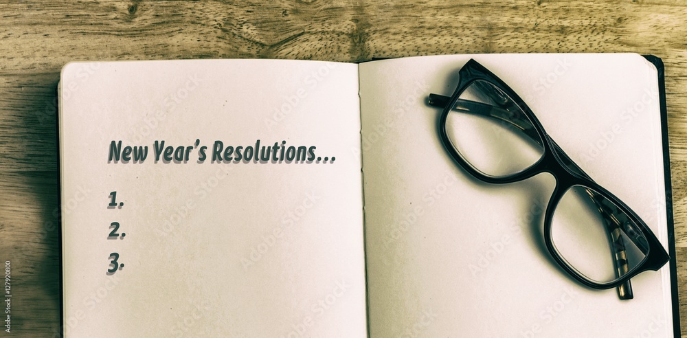 Poster composite image of new years resolution list