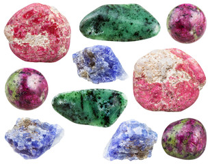 various zoisite crystals, rocks and gemstones