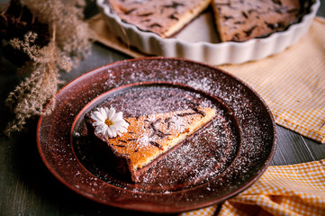pie on a wooden table
