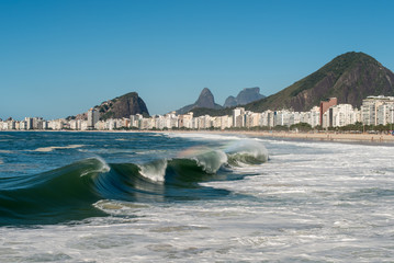 Waves in Copacabana Beach, Rio de Janeiro, Brazil