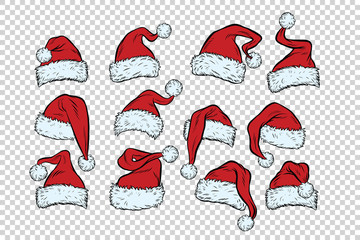 set Christmas hats Santa Claus