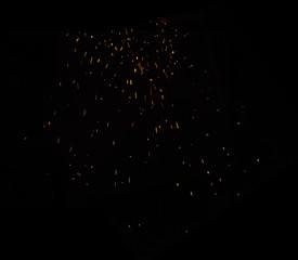 Fire sparks on the black background