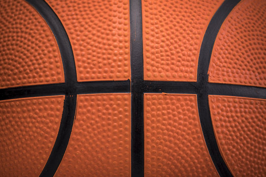 Closeup detail of basketball ball texture